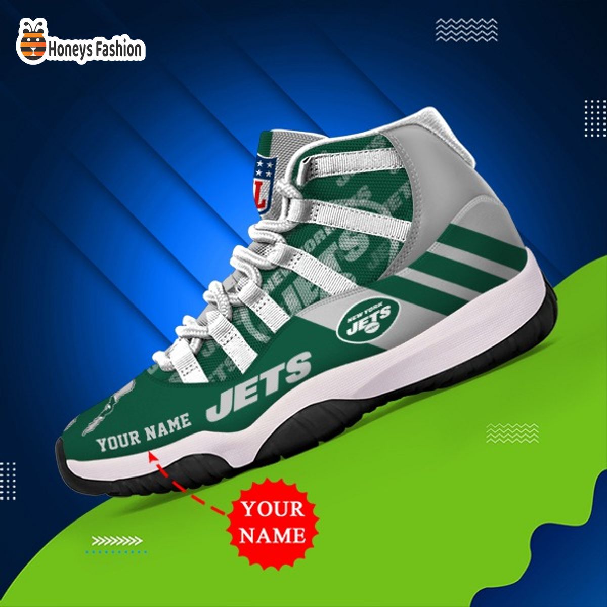 New York Jets NFL Adidas Personalized Air Jordan 11 Shoes