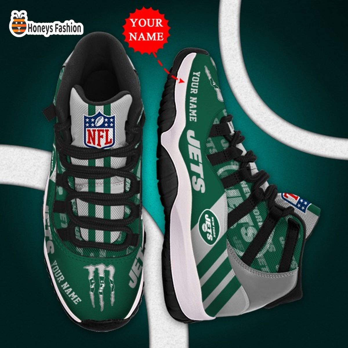 New York Jets NFL Adidas Personalized Air Jordan 11 Shoes