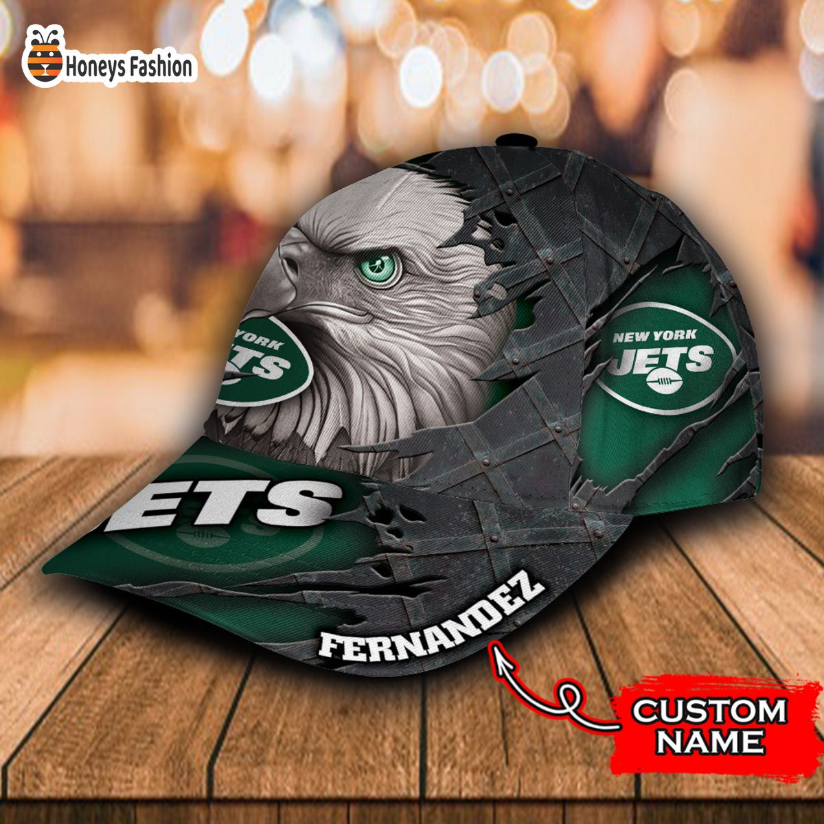 New York Jets NFL Eagle Custom Name Classic Cap