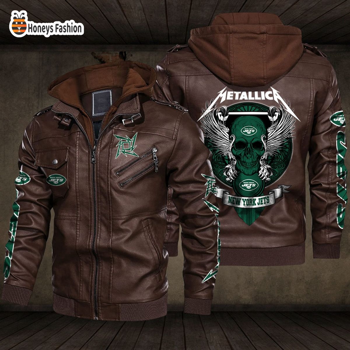 New York Jets NFL Metallica 2D PU Leather Jacket