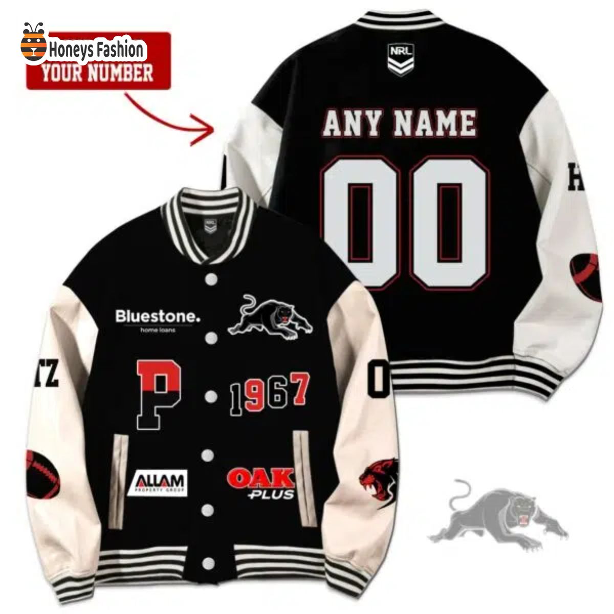 Penrith Panthers Custom Name Rugby Baseball Jacket