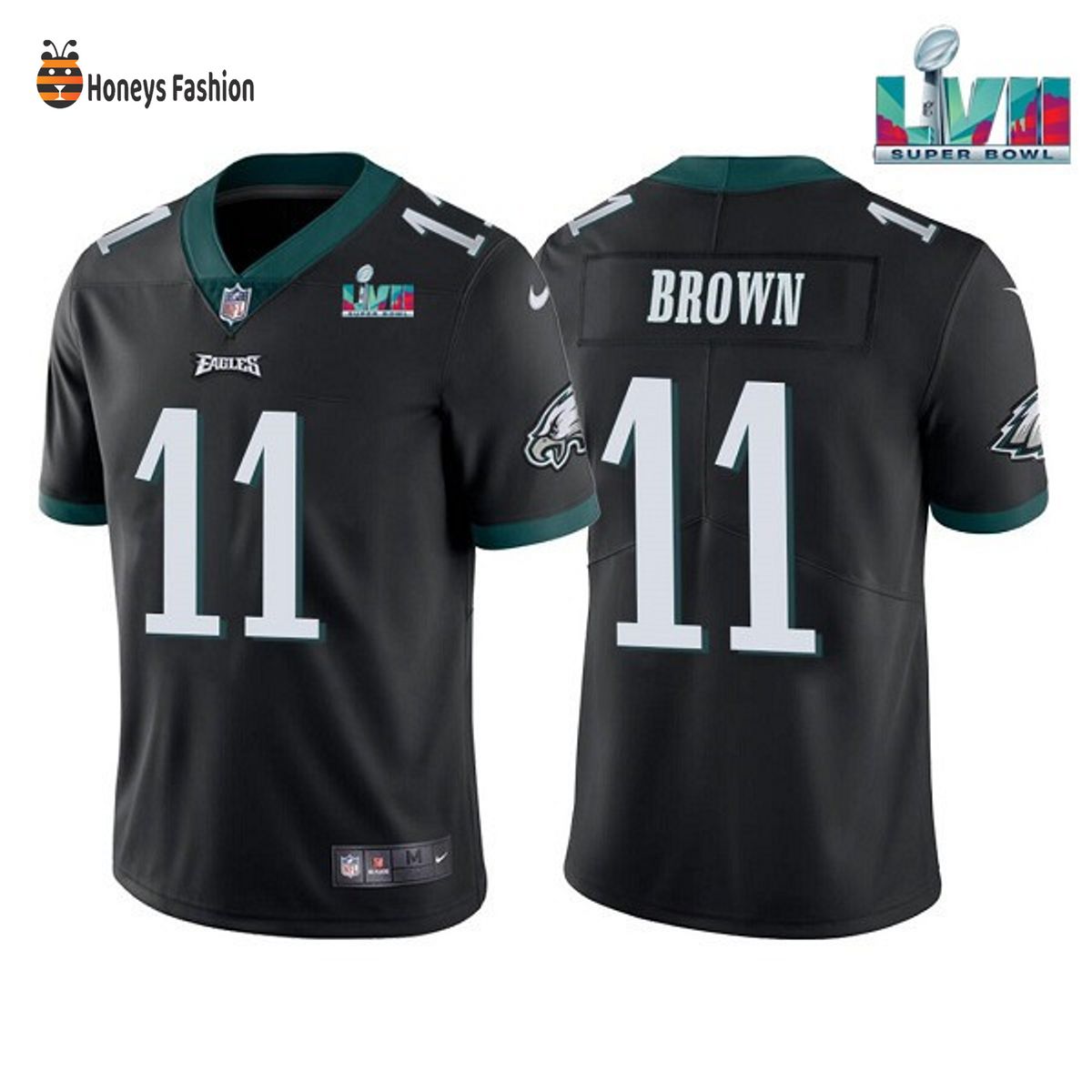 Philadelphia Eagles 11 A.J. Brown Black Super Bowl LVII Game Jersey