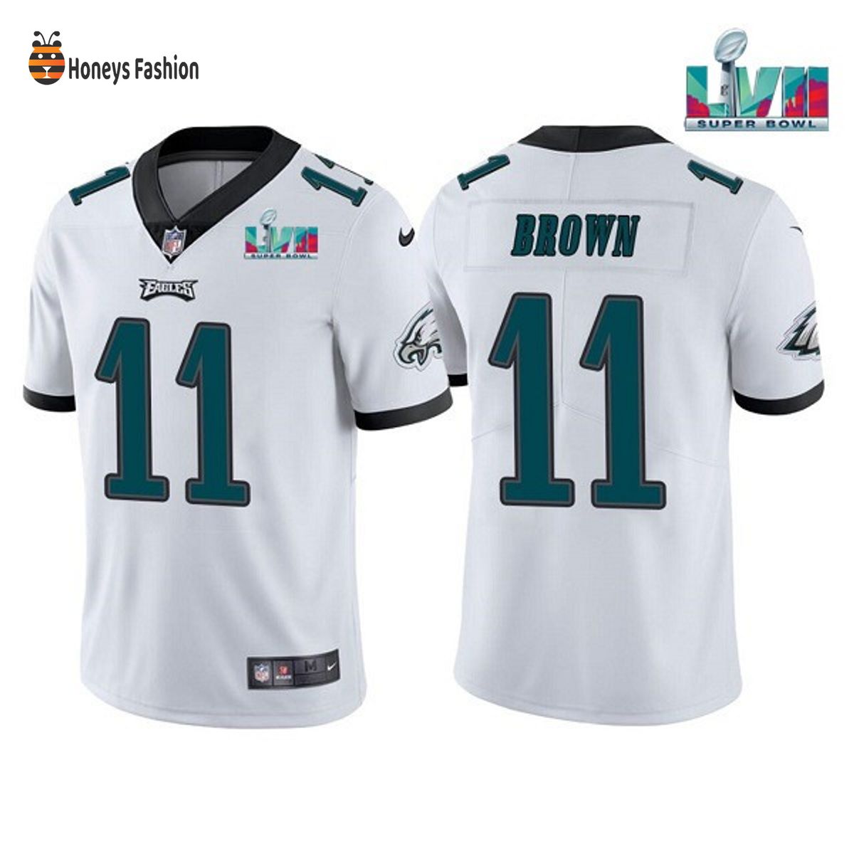 Philadelphia Eagles 11 A.J. Brown White Super Bowl LVII Game Jersey