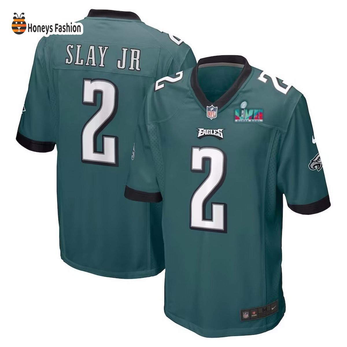 Philadelphia Eagles 2 Darius Slay Jr. Jalen Hurts Midnight Green Super Bowl LVII Game Jersey