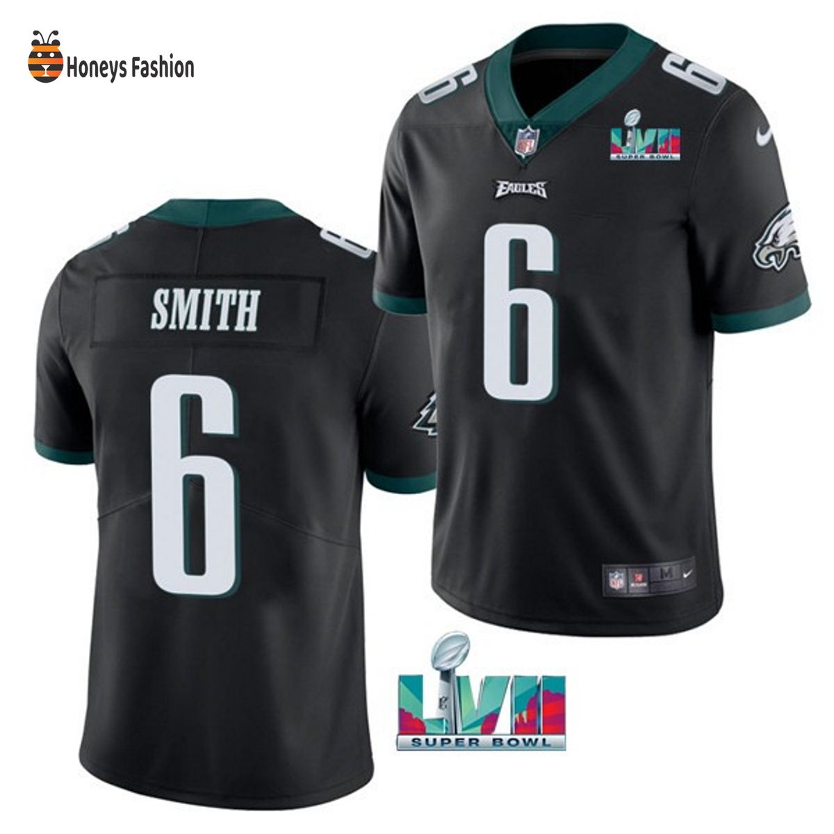 Philadelphia Eagles 6 DeVonta Smith Black Super Bowl LVII Game Jersey