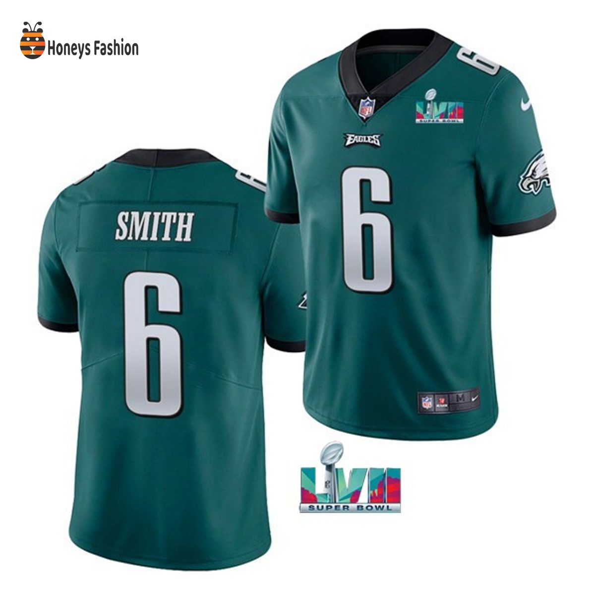 Philadelphia Eagles 6 DeVonta Smith Green Super Bowl LVII Game Jersey