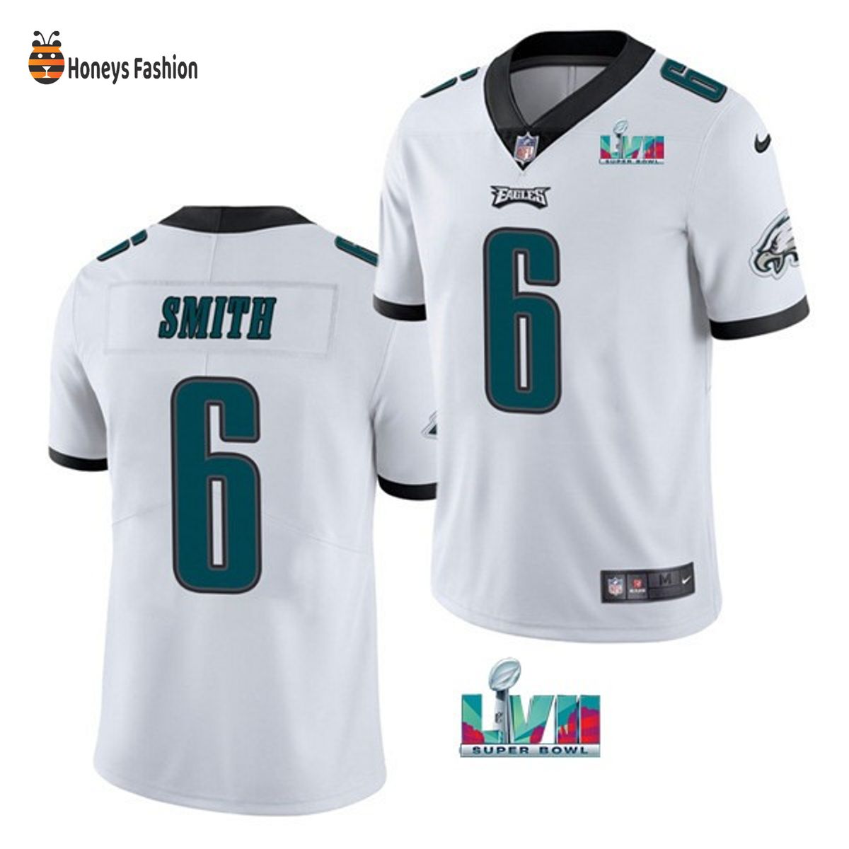 Philadelphia Eagles 6 DeVonta Smith White Super Bowl LVII Game Jersey