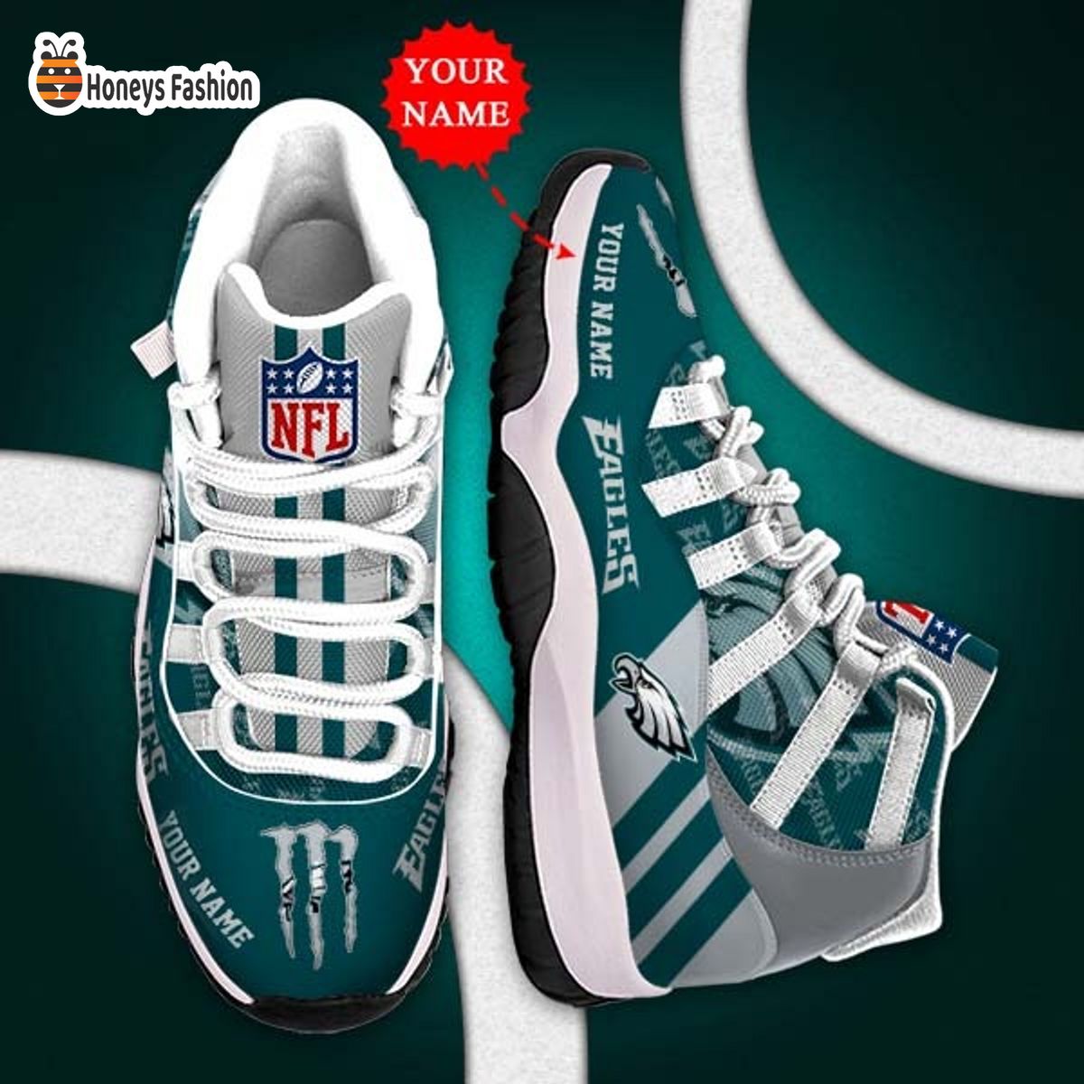 Philadelphia Eagles NFL Adidas Personalized Air Jordan 11 Shoes