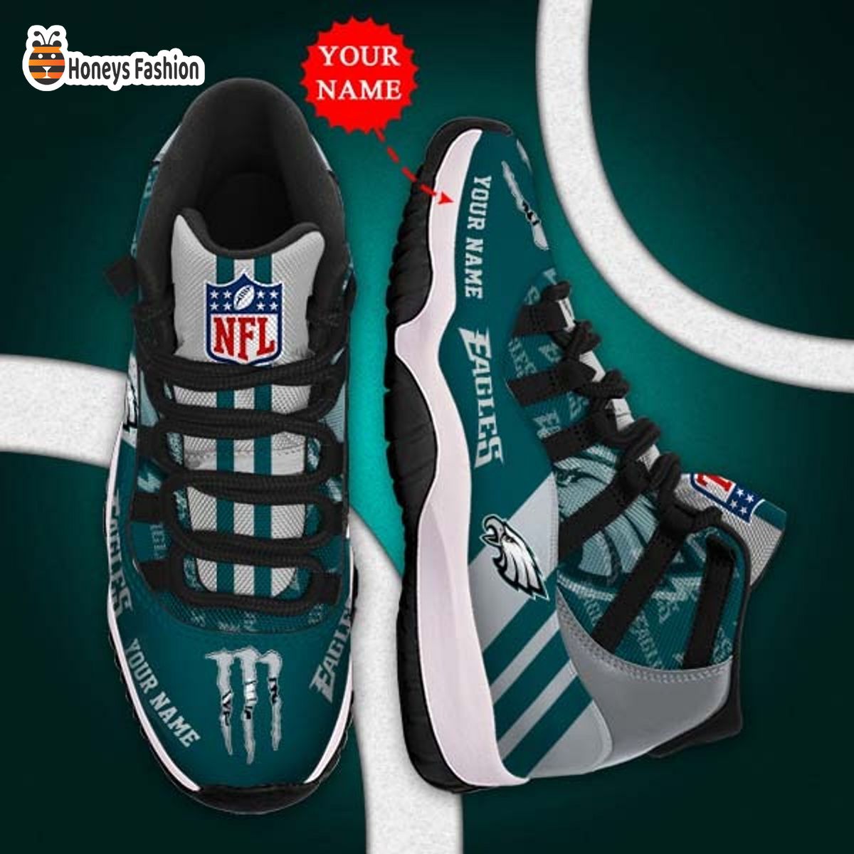 Philadelphia Eagles NFL Adidas Personalized Air Jordan 11 Shoes