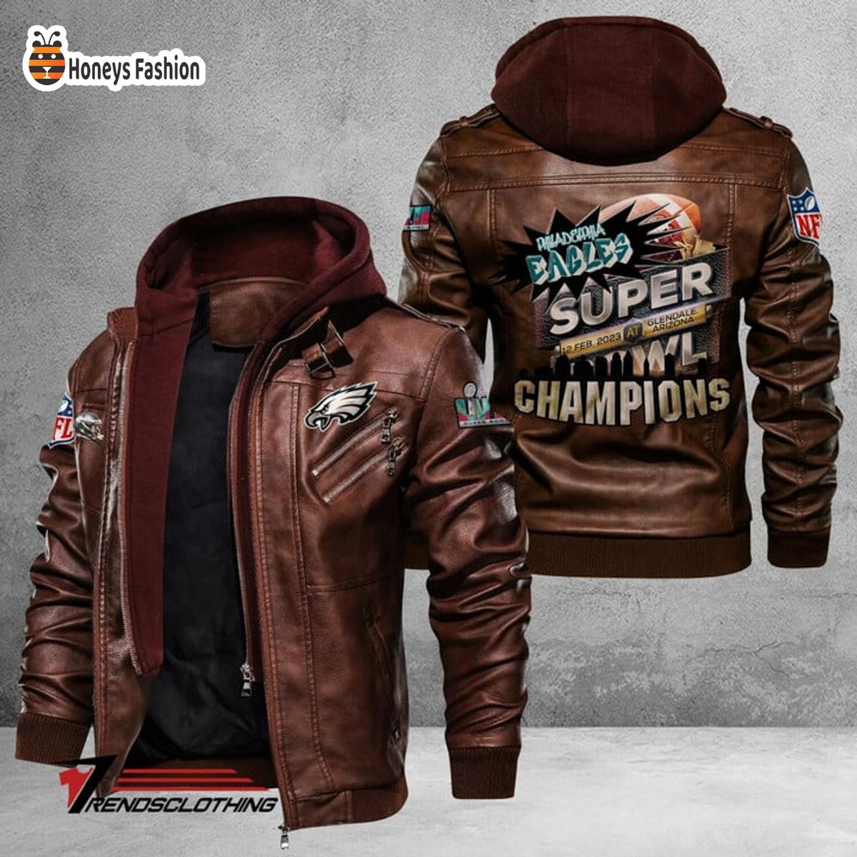 Philadelphia Eagles Super Bowl Champions LVII 2023 Leather Jacket