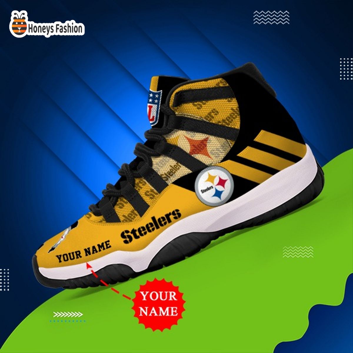 Pittsburgh Steelers NFL Adidas Personalized Air Jordan 11 Shoes