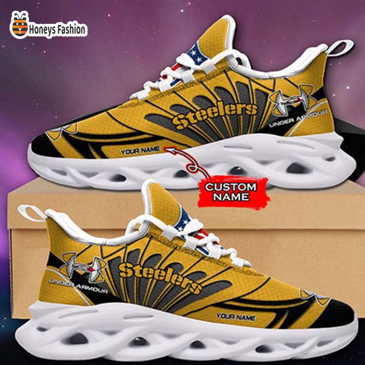 Pittsburgh Steelers Under Armour Custom Name Max Soul Sneaker