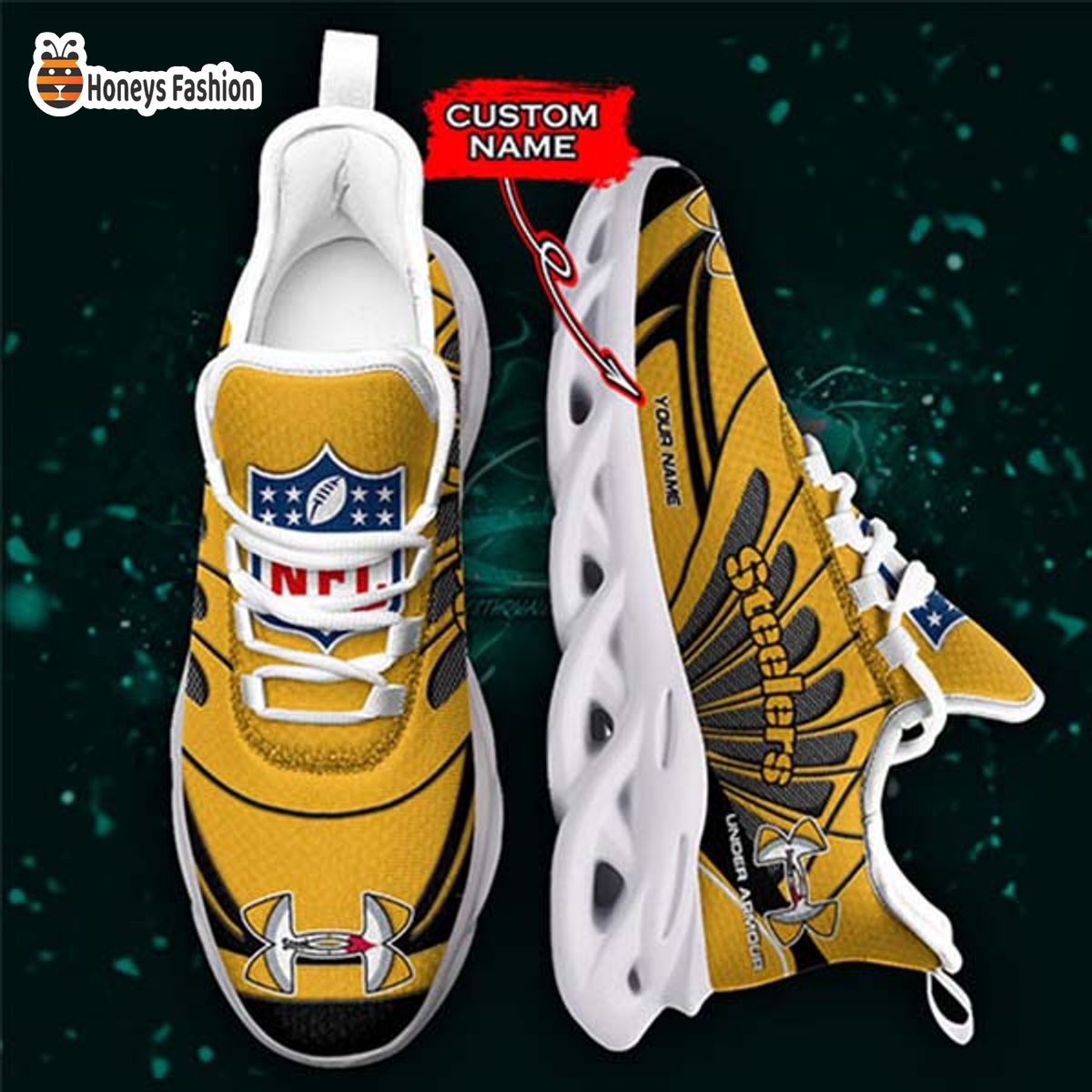 Pittsburgh Steelers Under Armour Custom Name Max Soul Sneaker
