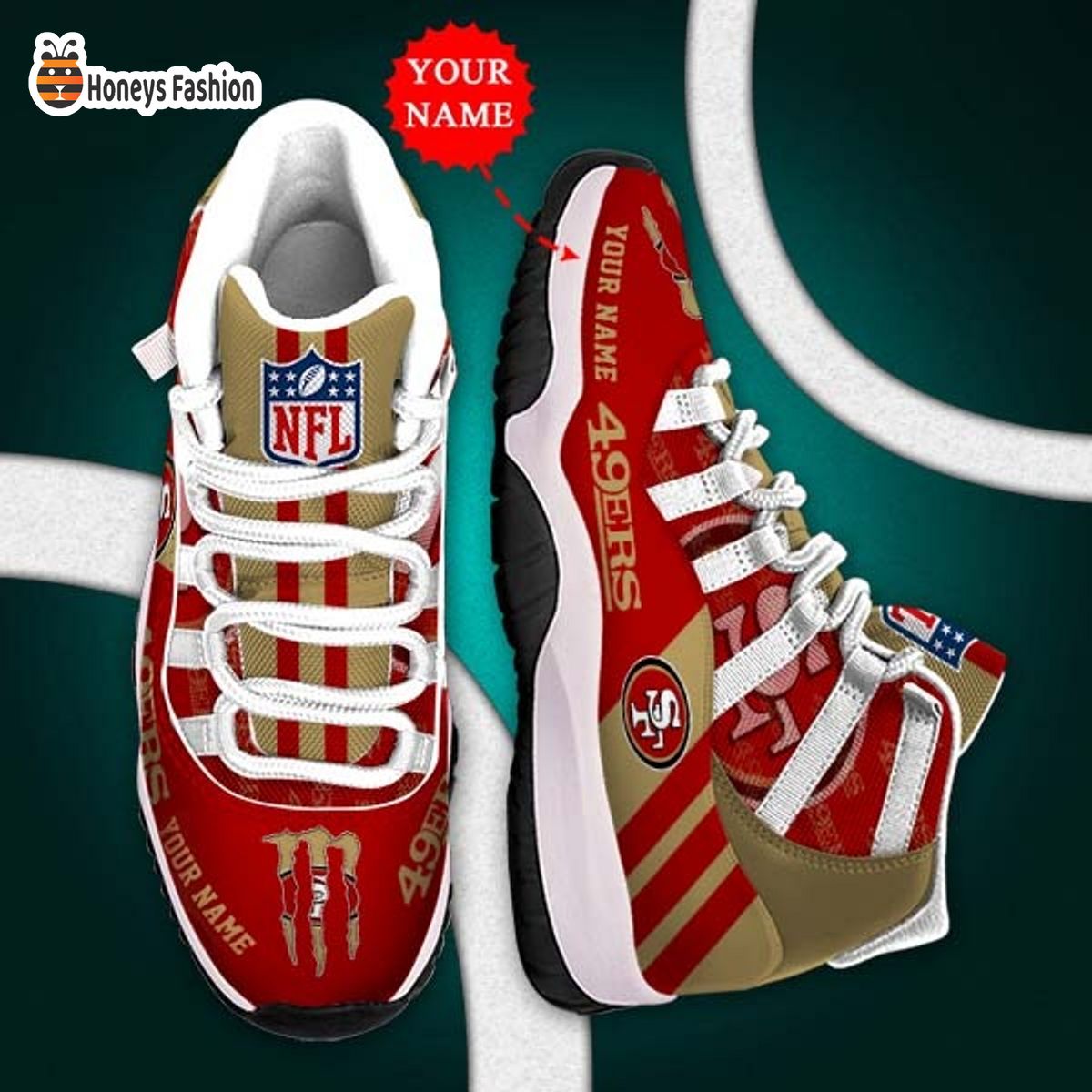 San Francisco 49ers NFL Adidas Personalized Air Jordan 11 Shoes