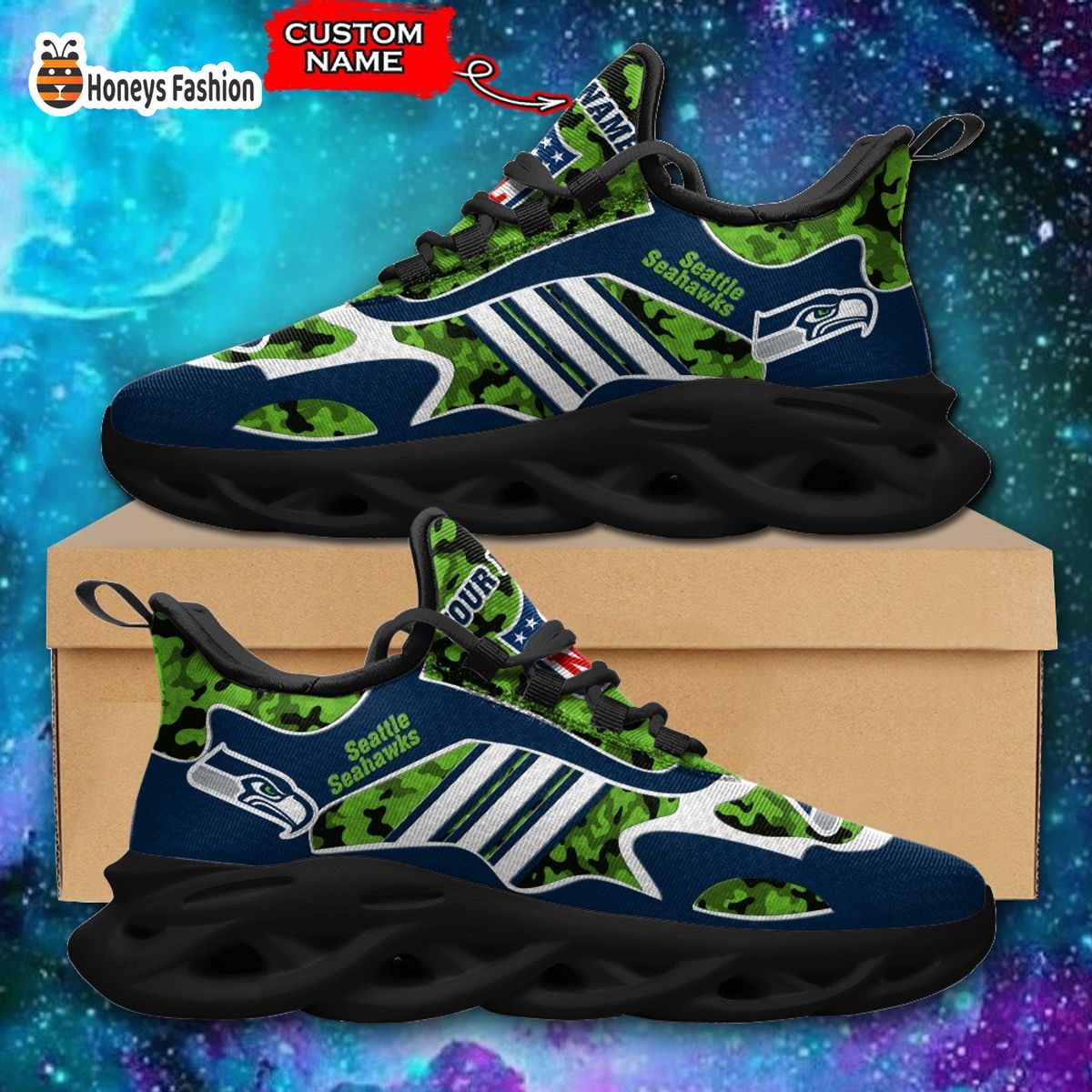 Seattle Seahawks NFL Adidas Personalized Max Soul Shoes