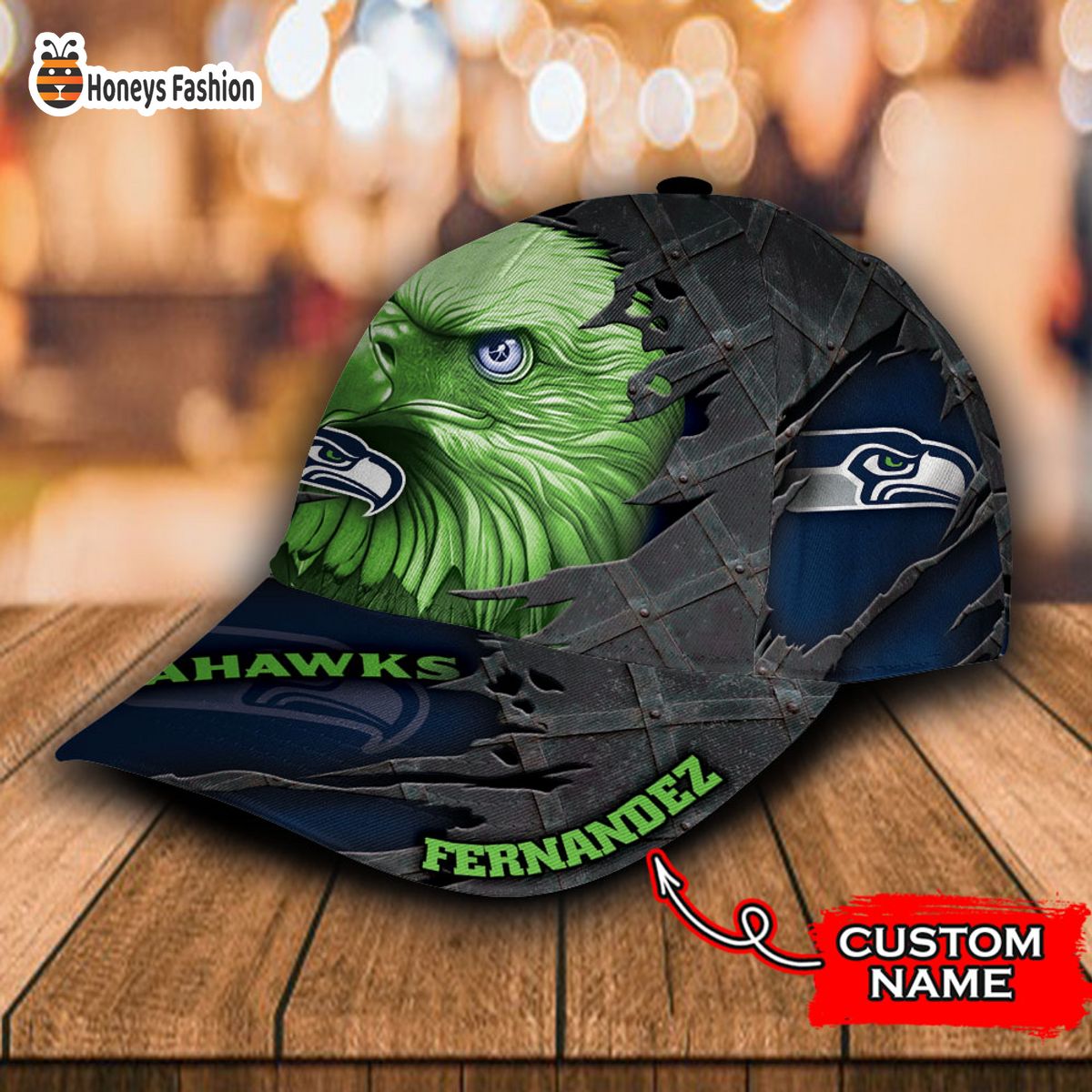 Seattle Seahawks NFL Eagle Custom Name Classic Cap
