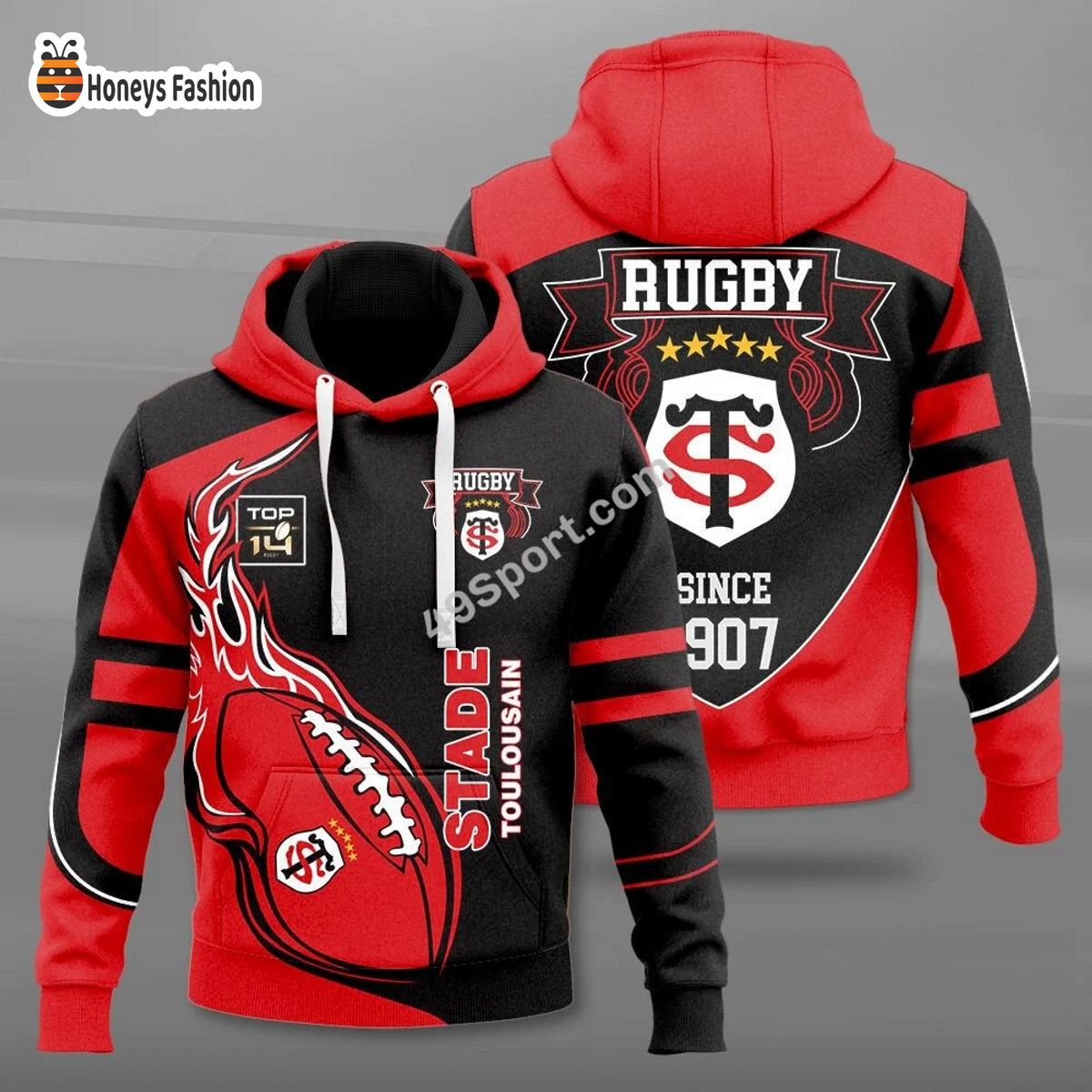 Racing 92 Top 14 Rugby 3d hoodie