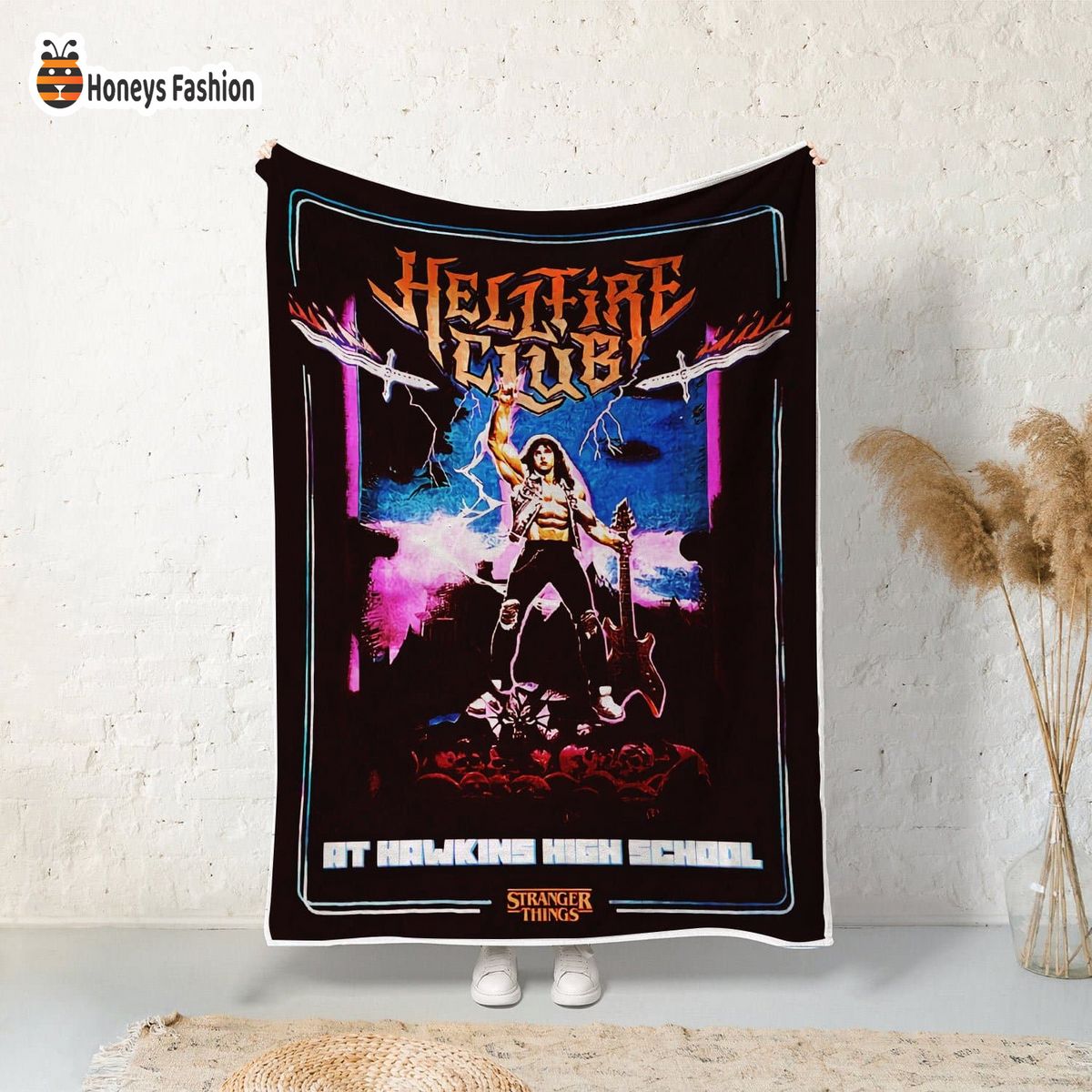 Stranger Things Hellfire Club Eddie Metal Dude Blanket