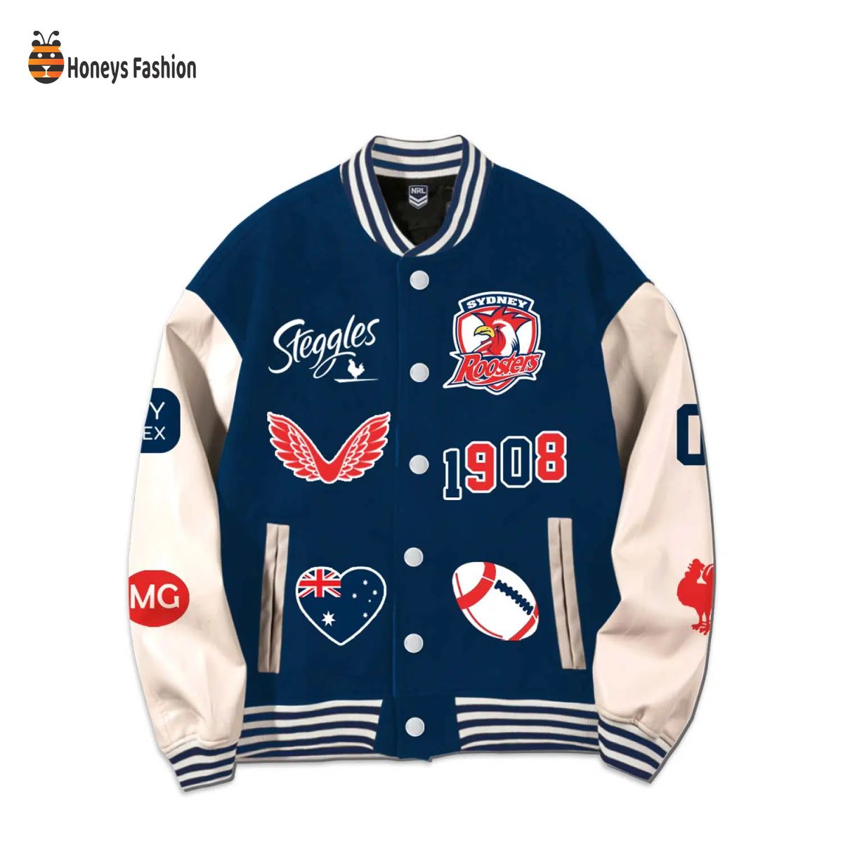 Sydney Roosters Custom Name Rugby Baseball Jacket