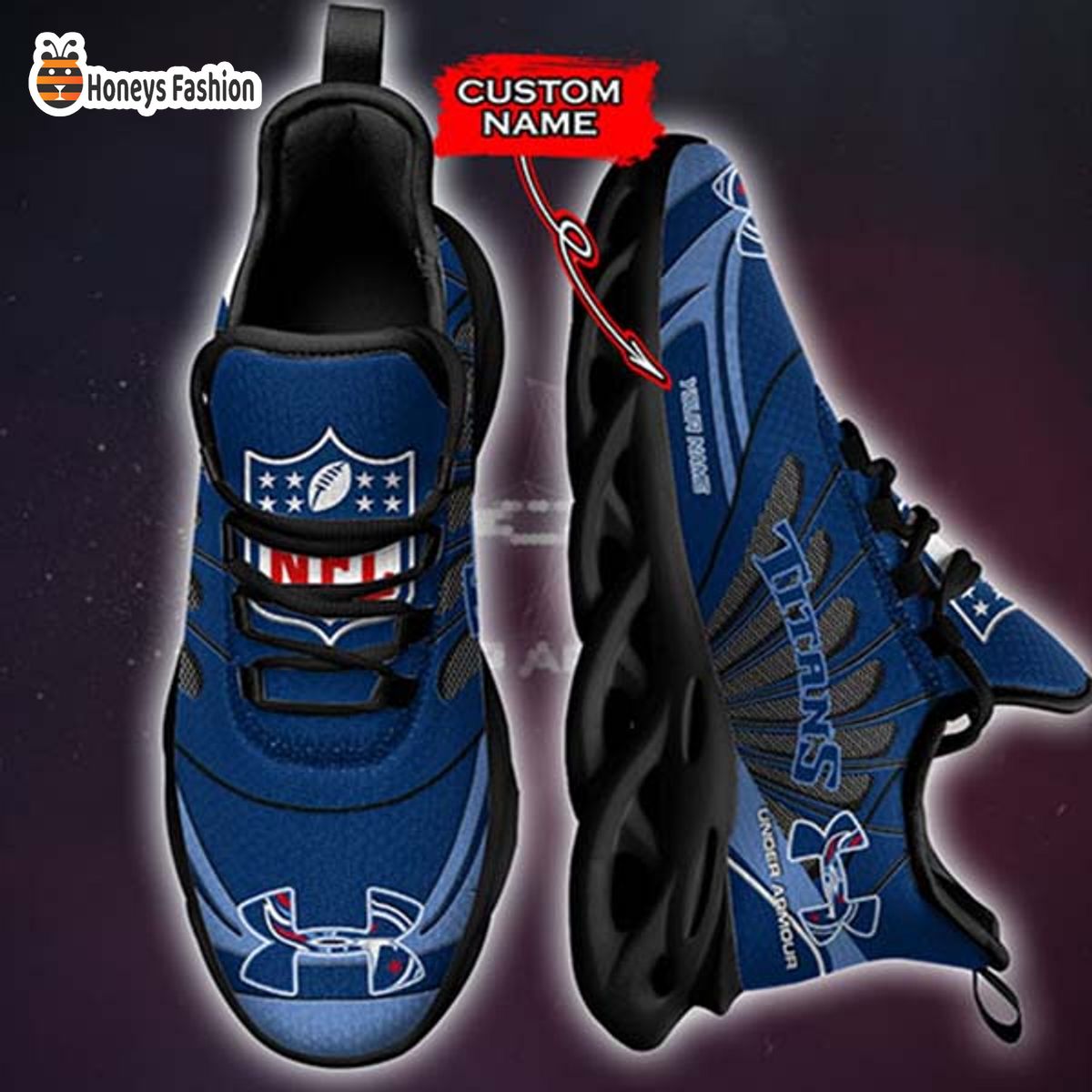 Tennessee Titans Under Armour Custom Name Max Soul Sneaker