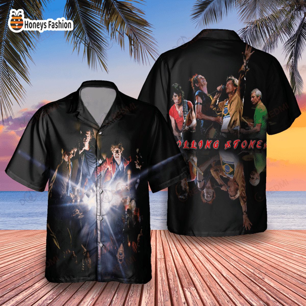 The Rolling Stones Greatest Hit Album album cover hawaiian shirt