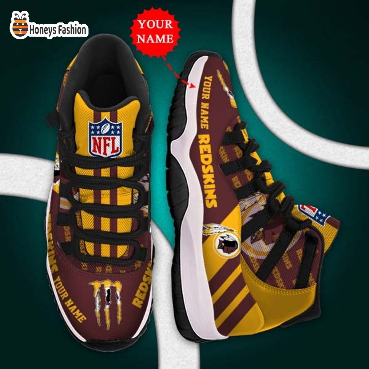 Washington Redskins NFL Adidas Personalized Air Jordan 11 Shoes