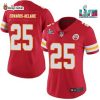 Women’s Kansas City Chiefs 25 Clyde Edwards-Helaire Red Super Bolw LVII Game Jersey