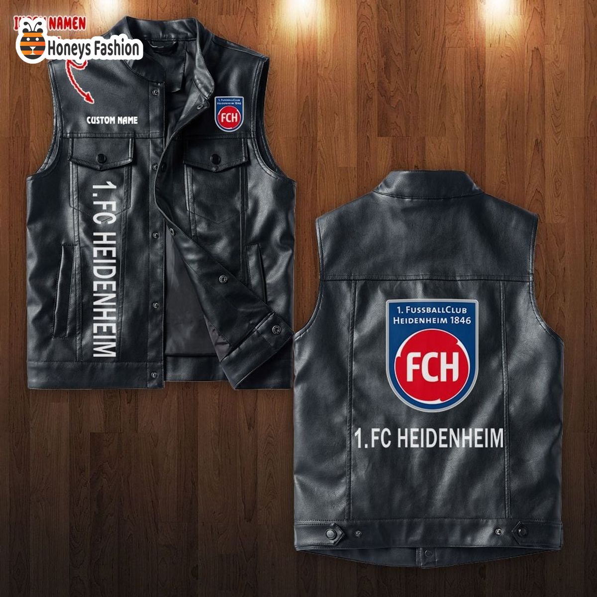 1. FC Heidenheim Ärmellose Lederjacke