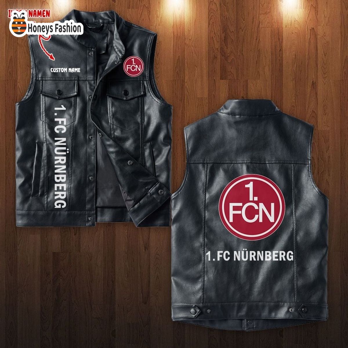 1. FC Nurnberg Ärmellose Lederjacke