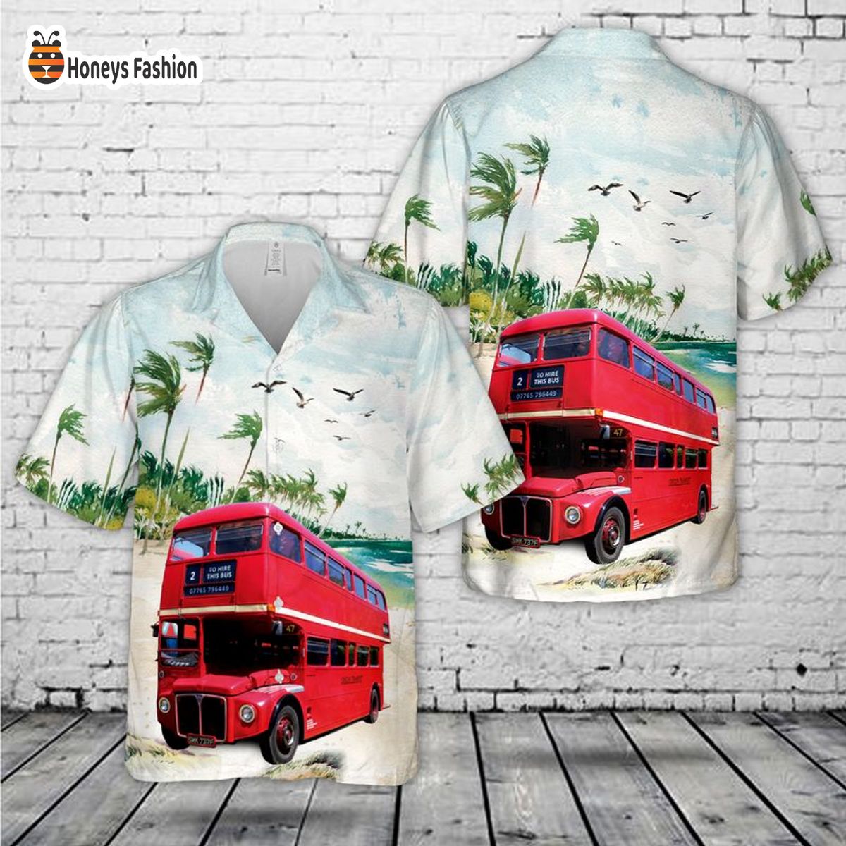 1967 Aec Routemaster Double Decker Bus Hawaiian Shirt