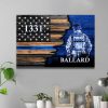 Police Officer Suit Half Thin Blue Line Flag Canvas