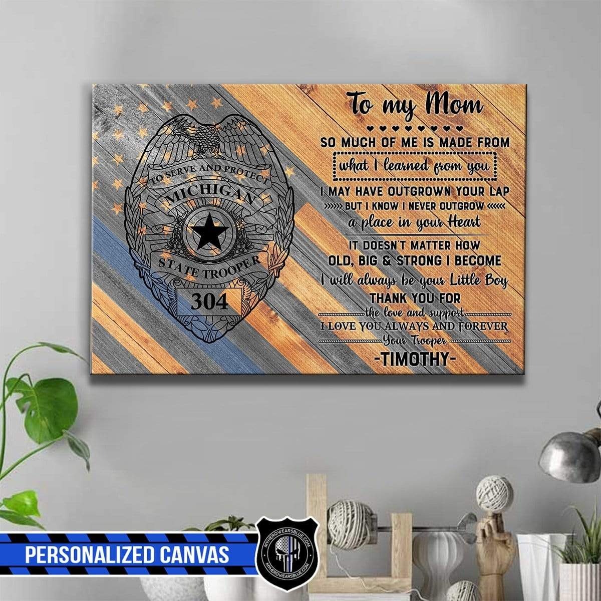 State Trooper Badge To My Mom Canvas
