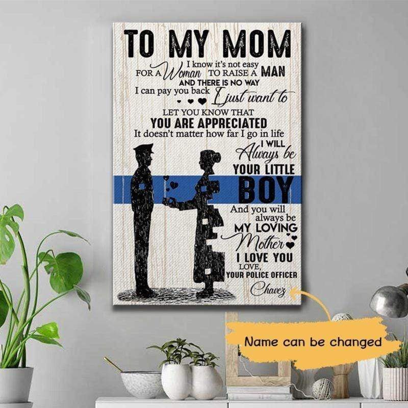 Thin Blue Line To My Mom Puzzle Canvas