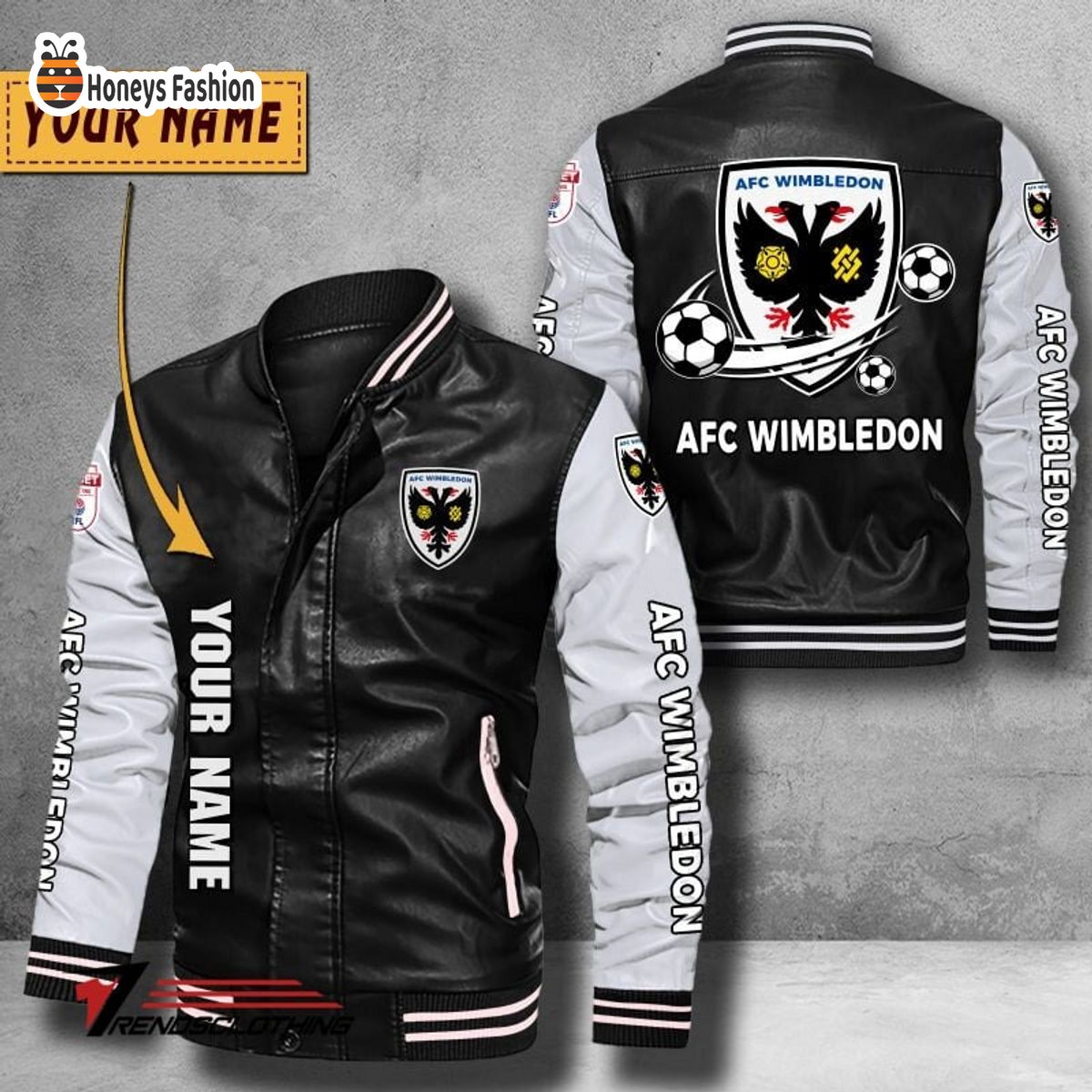 AFC Wimbledon Custom Name Leather Bomber Jacket