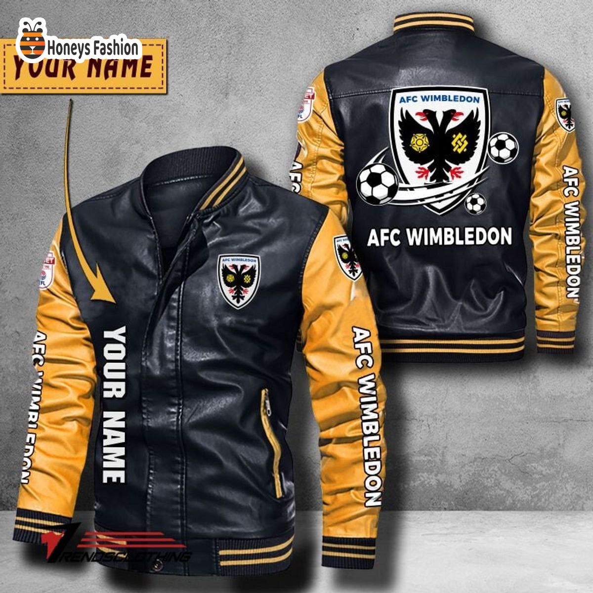 AFC Wimbledon Custom Name Leather Bomber Jacket