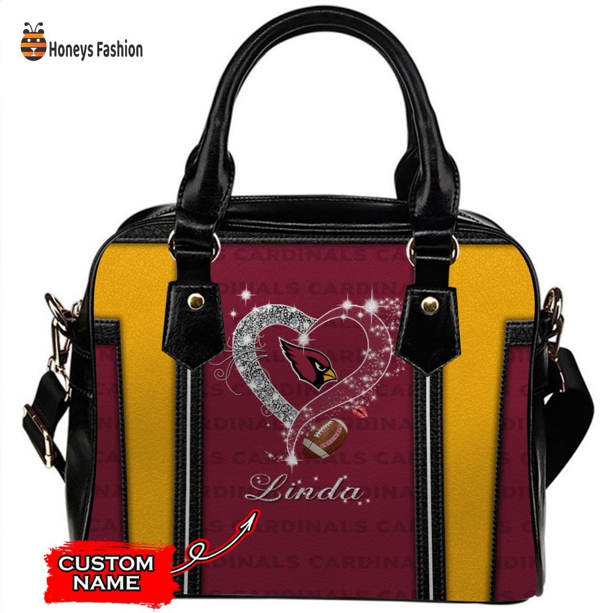 Arizona Cardinals NFL Custom Name Leather Handbag Tote bag