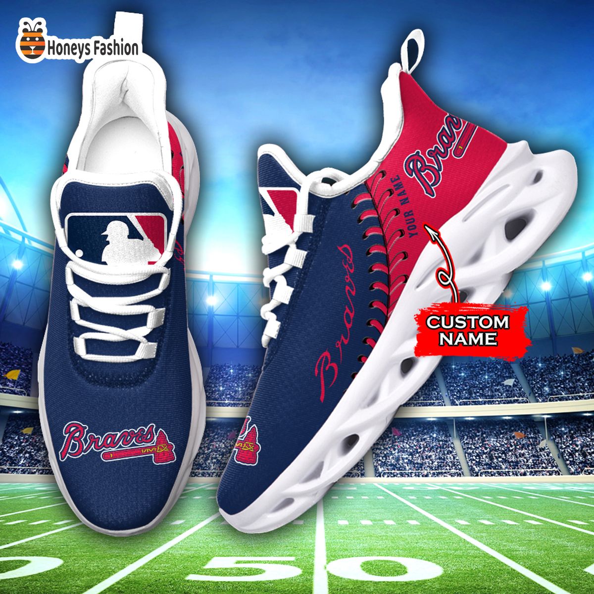 Atlanta Braves MLB Custom Name Max Soul Sneaker