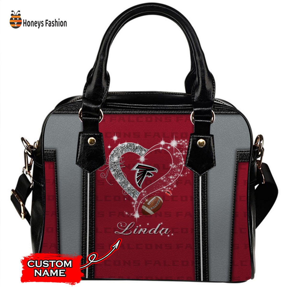 Atlanta Falcons NFL Custom Name Leather Handbag Tote bag