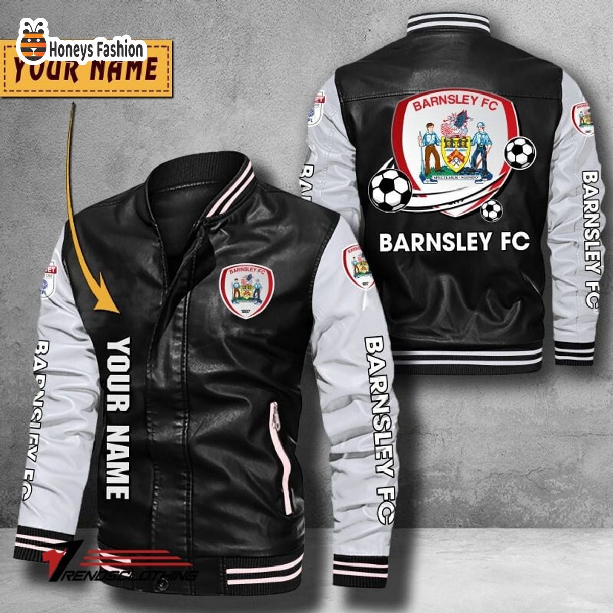 Barnsley F.C Custom Name Leather Bomber Jacket