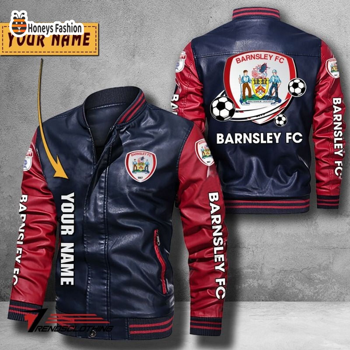 Barnsley F.C Custom Name Leather Bomber Jacket