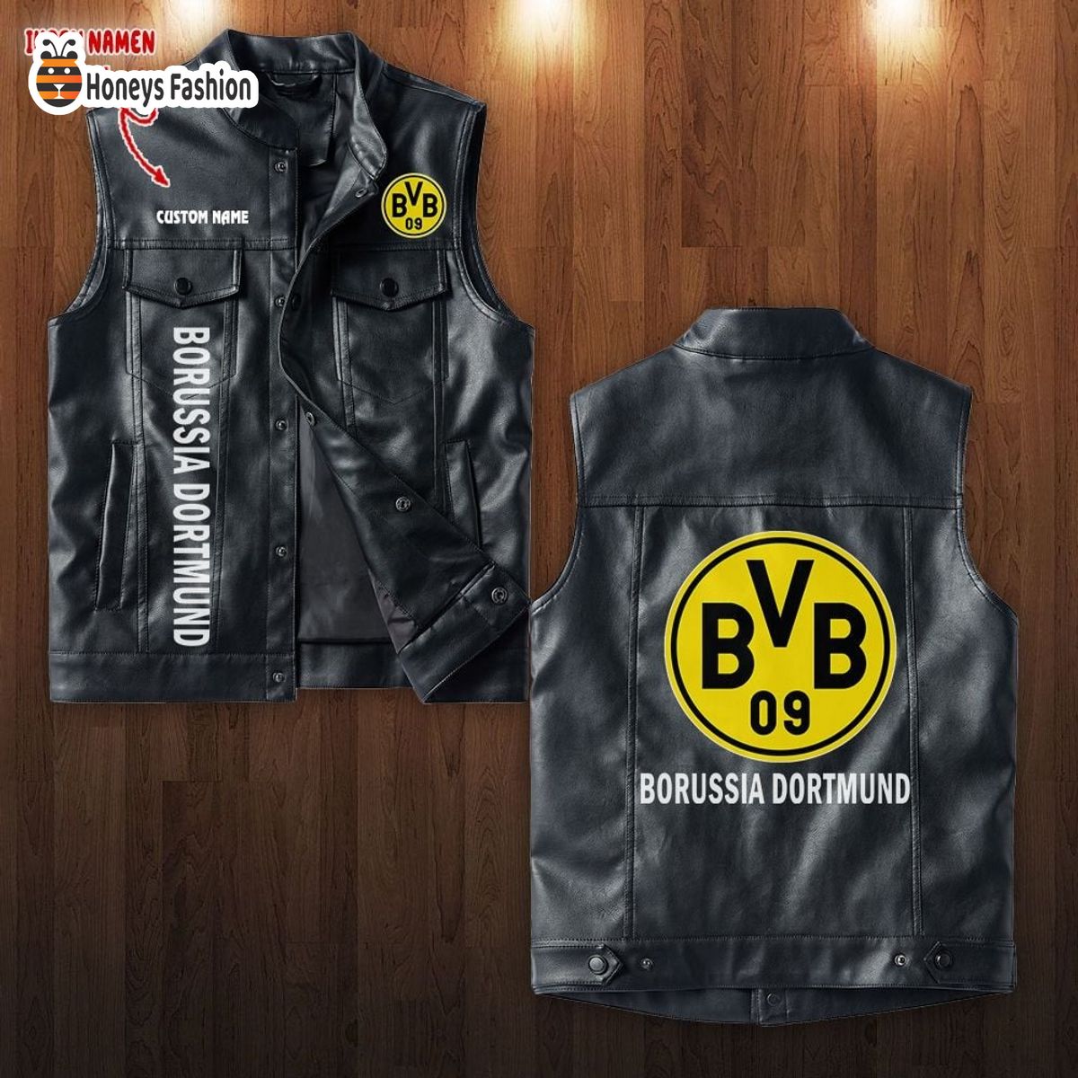 Borussia Dortmund Ärmellose Lederjacke