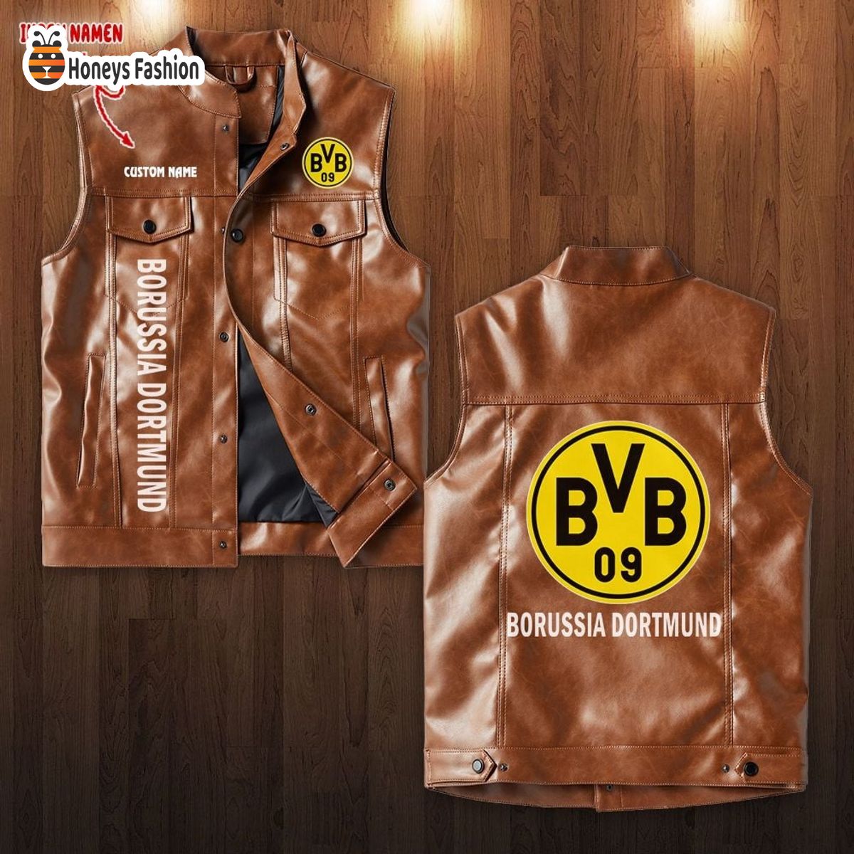 Borussia Dortmund Ärmellose Lederjacke