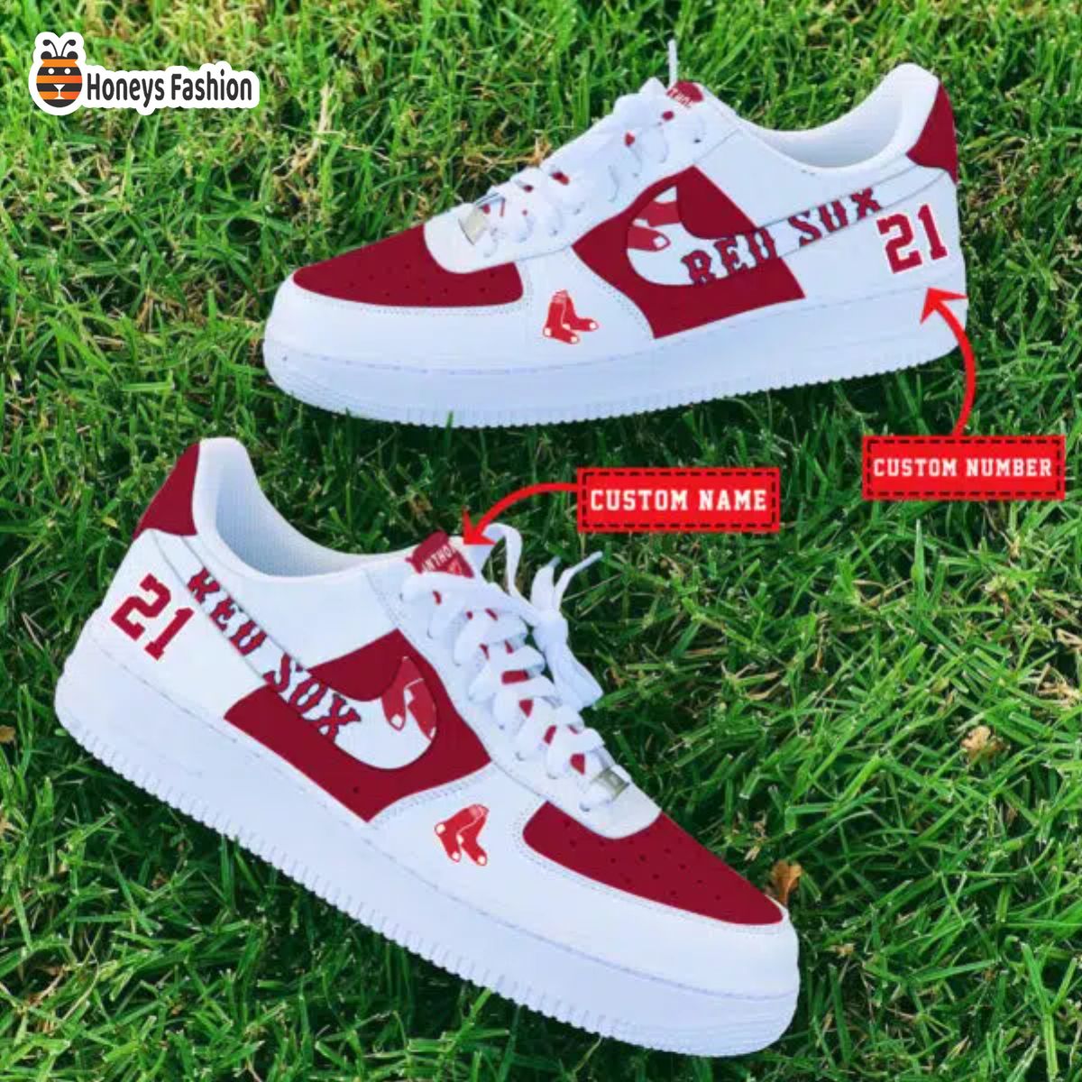 Boston Red Sox MLB Custom Name And Number Air Force 1 Sneaker