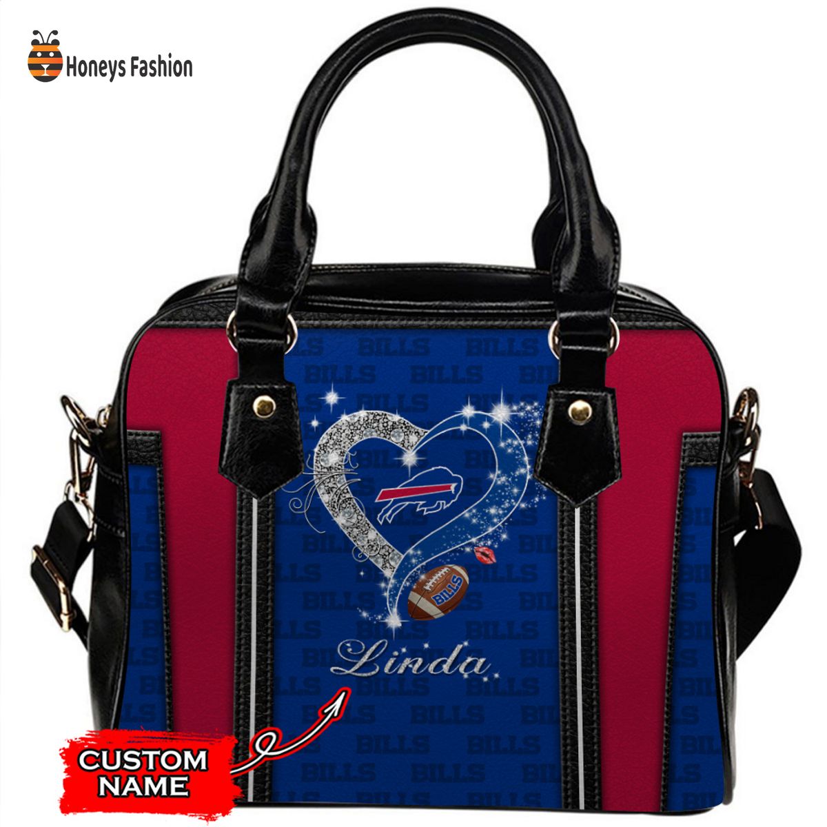 Buffalo Bills NFL Custom Name Leather Handbag Tote bag
