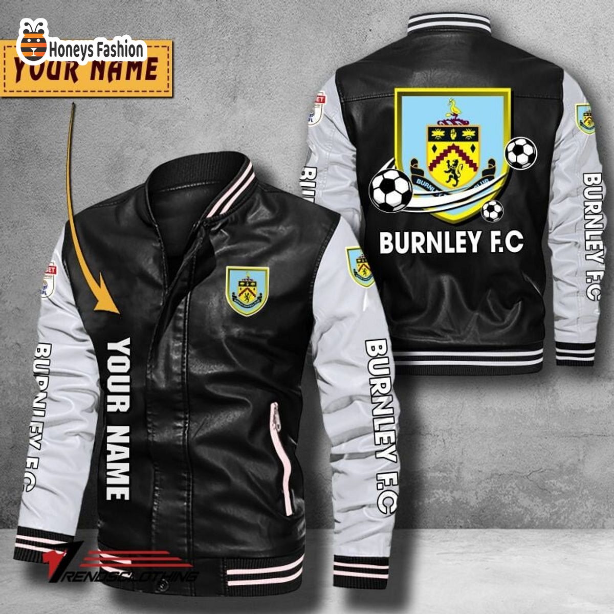 Burnley F.C Custom Name Leather Bomber Jacket