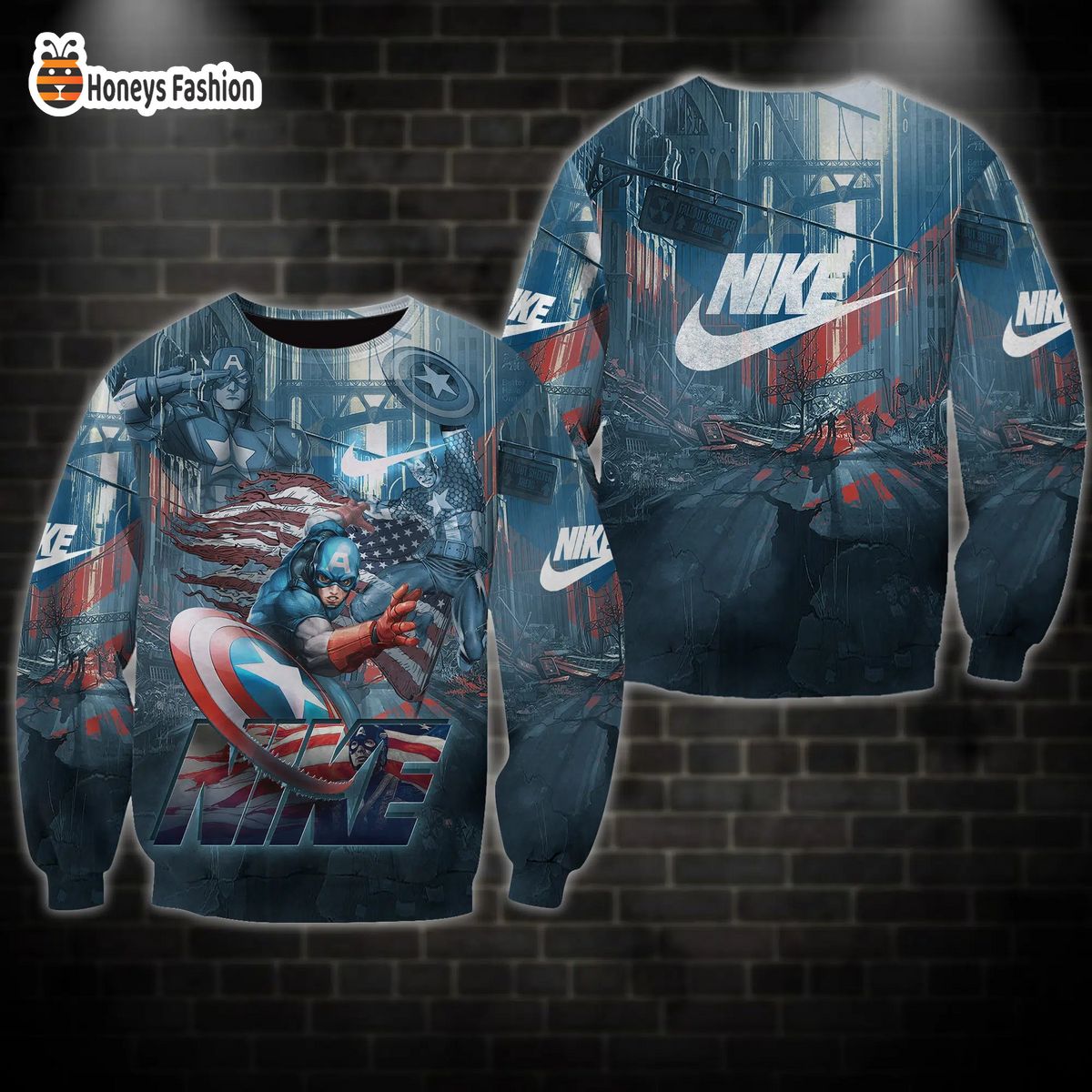 Captain America Marvel Nike 3d Hoodie Tshirt