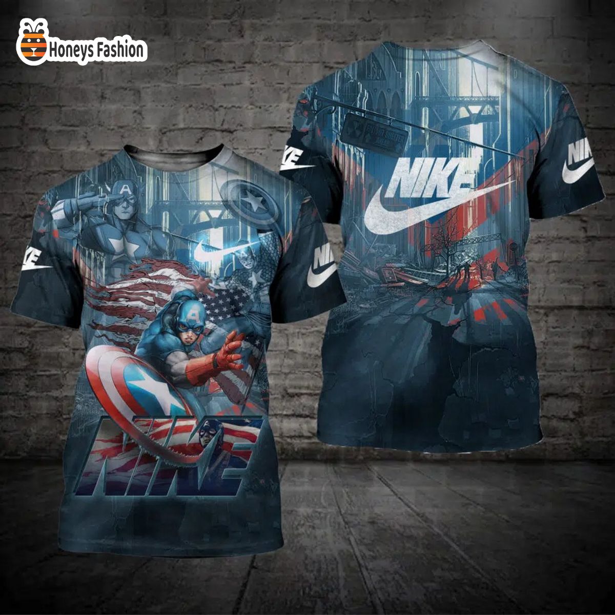 Captain America Marvel Nike 3d Hoodie Tshirt