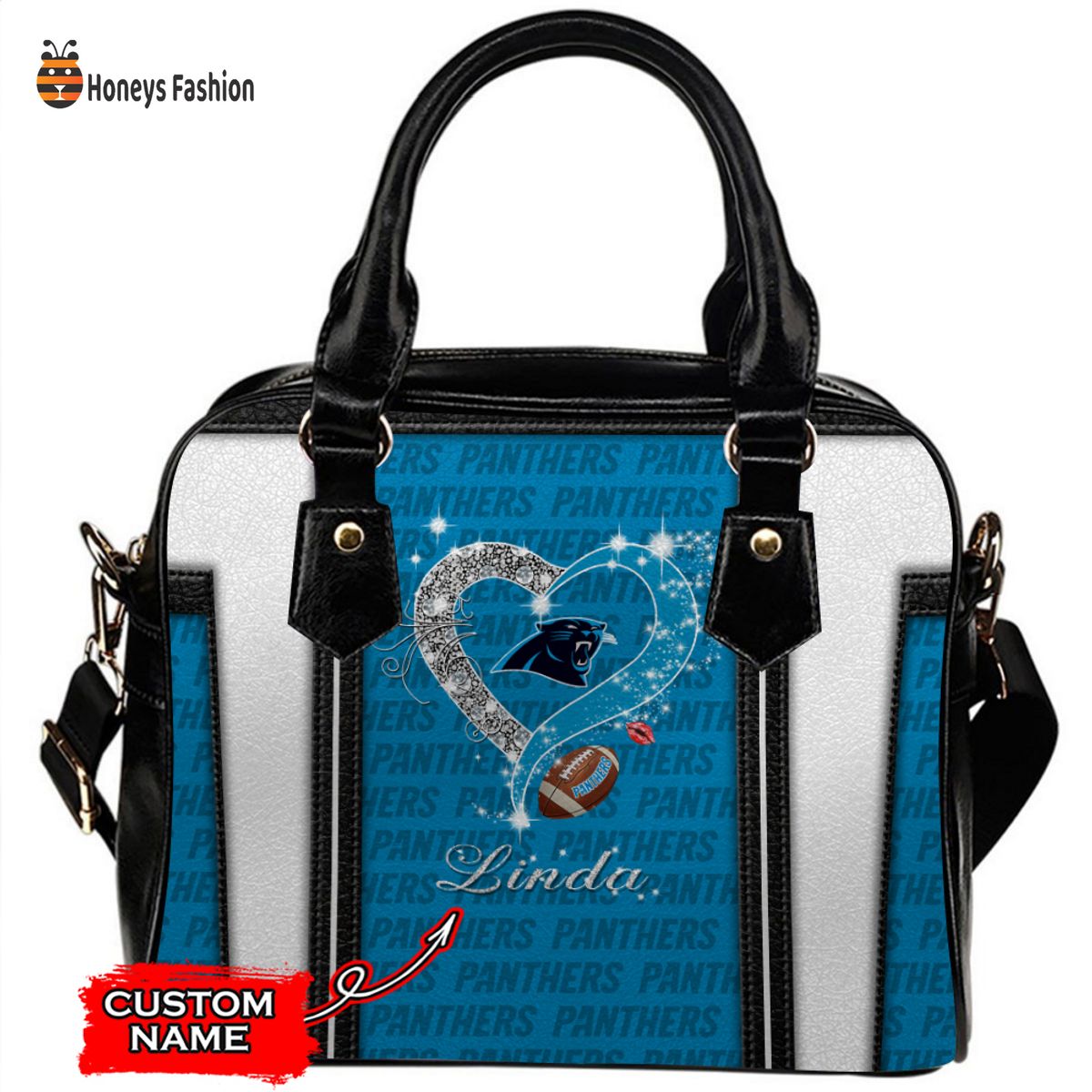 Carolina Panthers NFL Custom Name Leather Handbag Tote bag