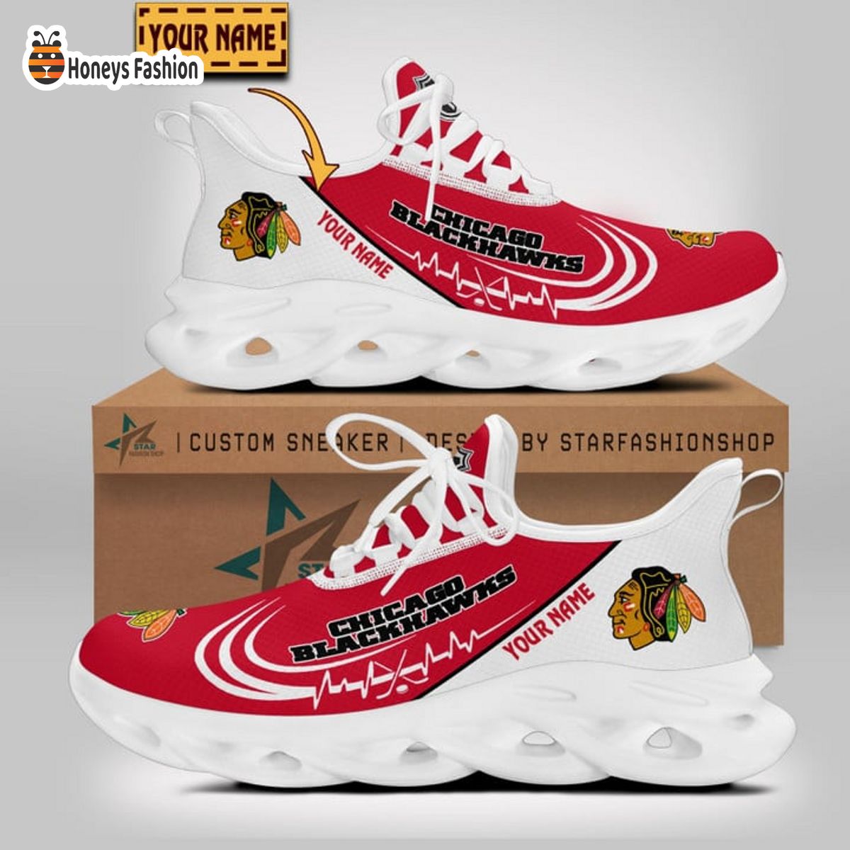 Chicago Blackhawks NHL Custom Name Max Soul Sneaker