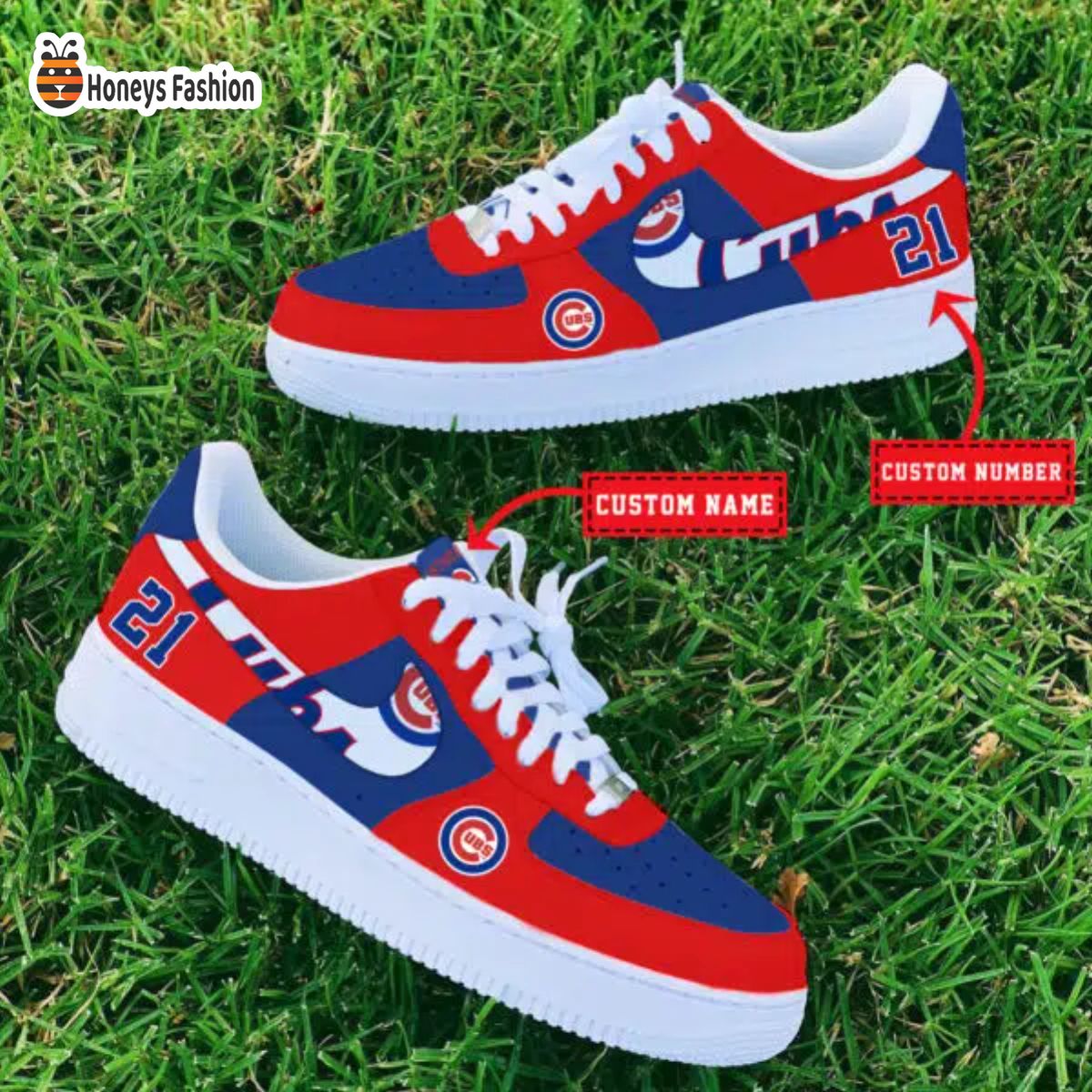 Chicago Cubs MLB Custom Name And Number Air Force 1 Sneaker - Honeysfashion